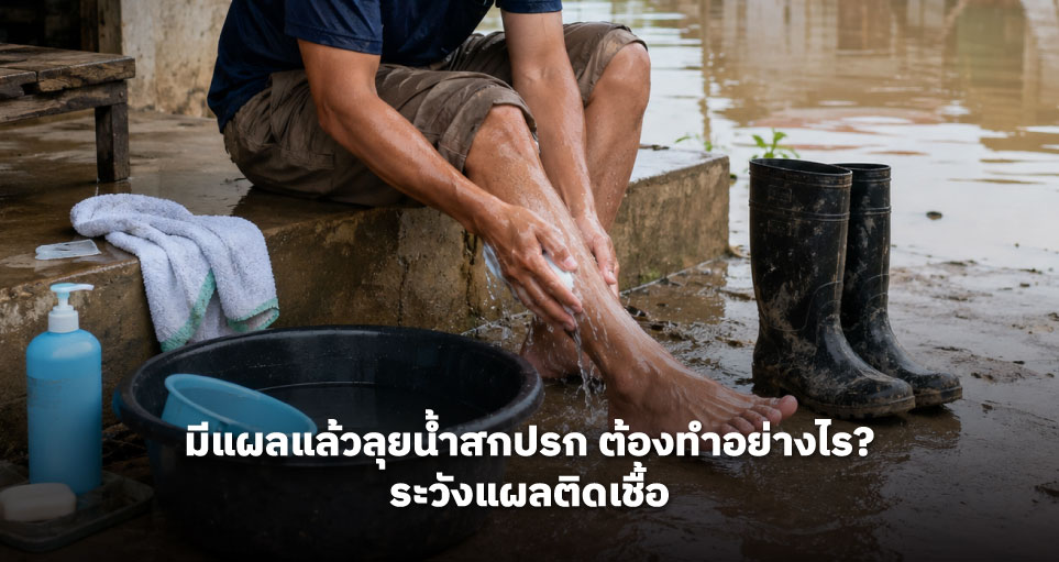 มีแผลแล้วลุยน้ำสกปรก ต้องทำอย่างไร? ระวังแผลติดเชื้อ