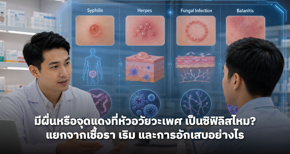 มีผื่นหรือจุดแดงที่หัวอวัยวะเพศ เป็นซิฟิลิสไหม? แยกจากเชื้อรา เริม และการอักเสบอย่างไร
